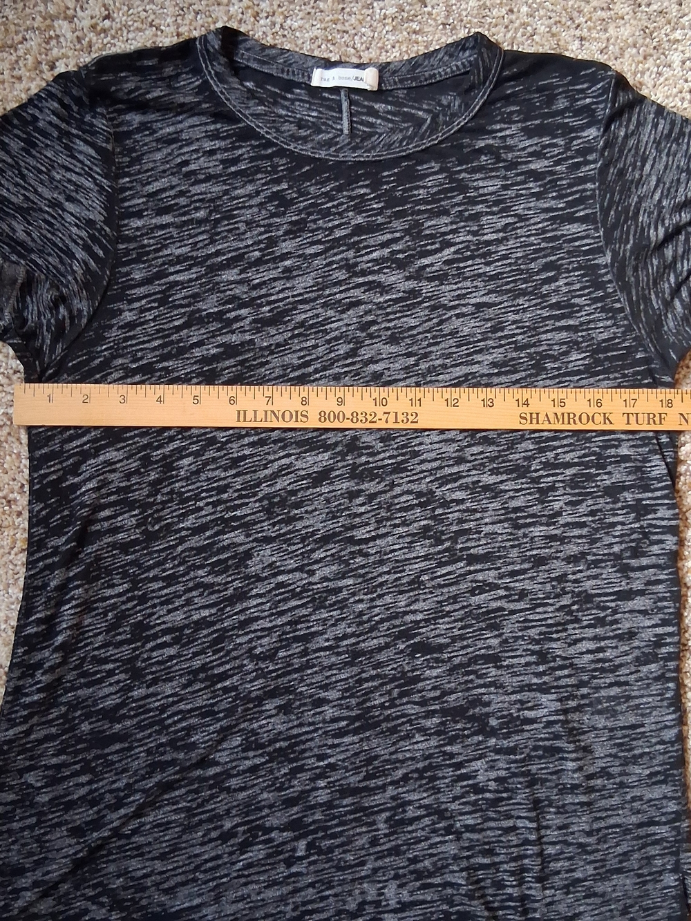 rag & bone Black Heathered Short Sleeve Crew Tee - Picture 9 of 10